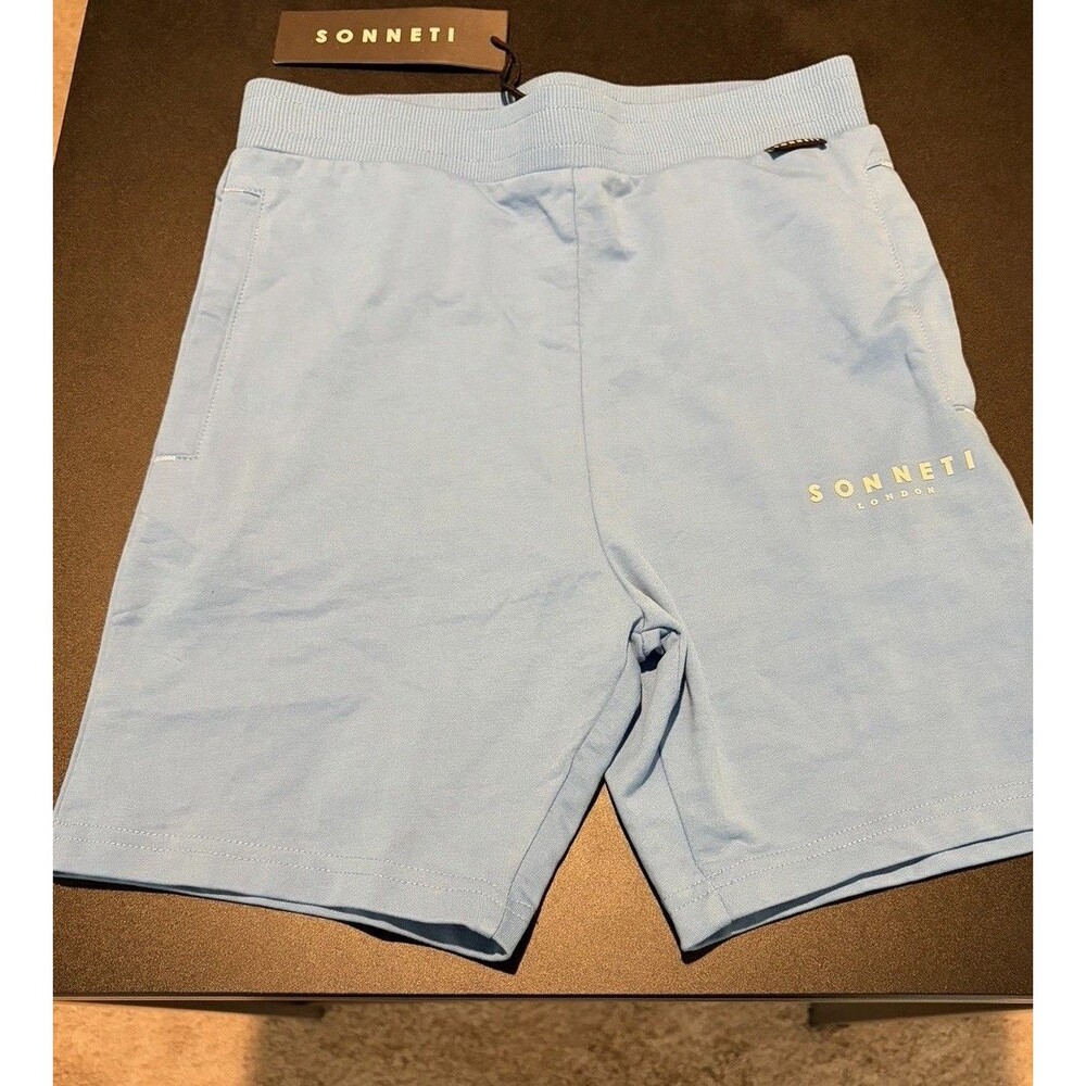 Sonneti London Mens Large Blue Sweat Shorts Drawstring Casual Logo NWT
